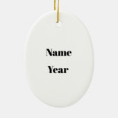 Black Barber-kerstversiering met naam Keramisch Ornament (Achterkant)