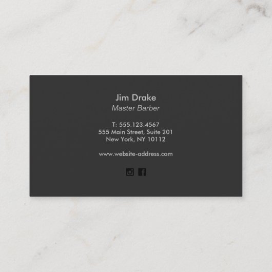 Black Barber Pole Barbershop Visitekaartje (Achterkant)