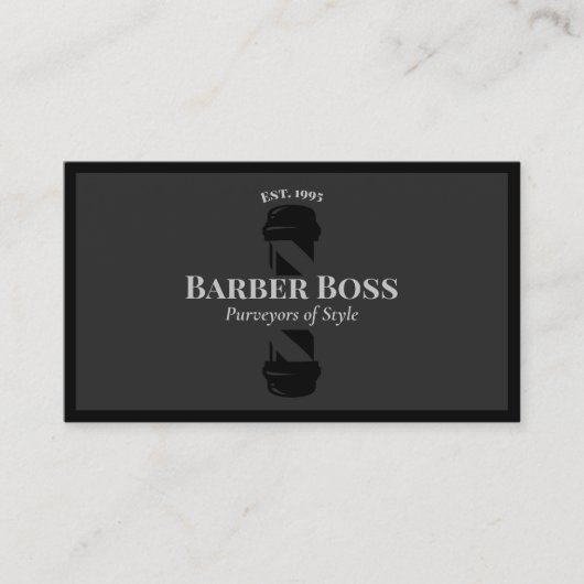 Black Barber Pole Barbershop Visitekaartje (Voorkant)