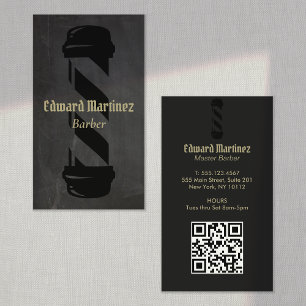 Black Barber Shop Barbershop Pole Visitekaartje