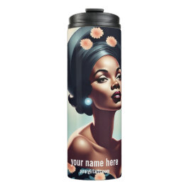 BLACK BARBI DOLL VINTAGE ART 1940'S FLOWERS THERMOSBEKER