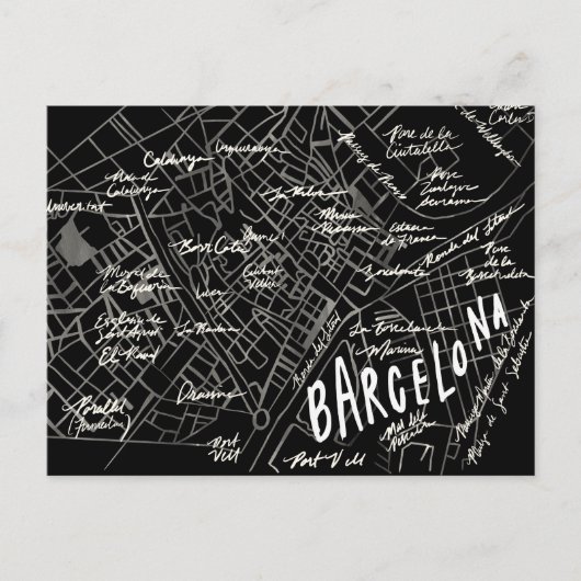 Black Barcelona Spain Vintage Travel New Briefkaar Briefkaart (Voorkant)