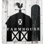 Black Barn White Wood Rustic Country Farmhouse Douchegordijn (Voorkant)