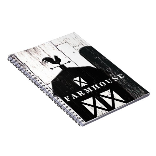 Black Barn White Wood Rustic Country Farmhouse Notitieboek (Rechterzijde)
