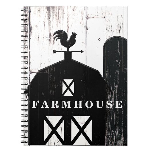 Black Barn White Wood Rustic Country Farmhouse Notitieboek (Voorkant)