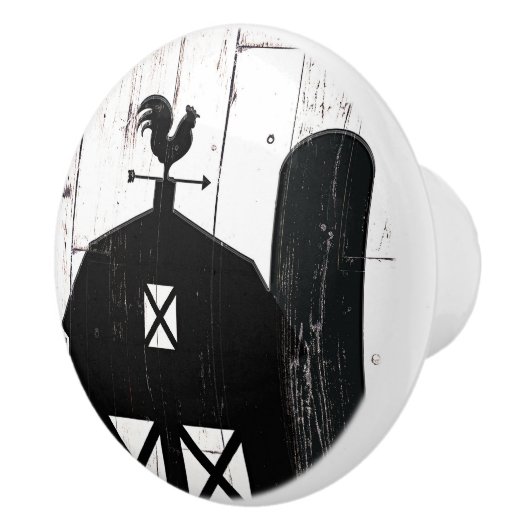 Black Barn White Wood Rustic Farmhouse Land Keramische Knop (Rechts)