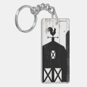 Black Barn White Wood Rustic Farmhouse Land Sleutelhanger (Voorkant Links)