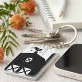 Black Barn White Wood Rustic Farmhouse Land Sleutelhanger (Voorkant Rechts)