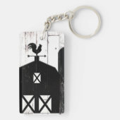 Black Barn White Wood Rustic Farmhouse Land Sleutelhanger (achterkant)
