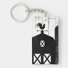 Black Barn White Wood Rustic Farmhouse Land Sleutelhanger