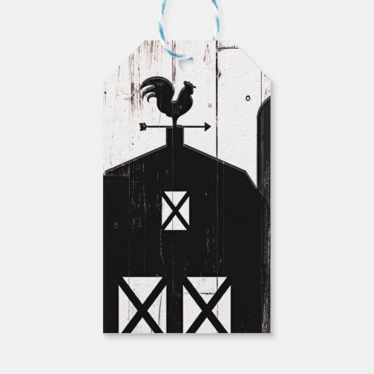 Black Barn White Wood Rustic Farmhouse Weddenschap Cadeaulabel (Achterkant)