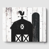 Black Barn White Wood Rustic Farmhouse Weddenschap Gastenboek (Achterkant)