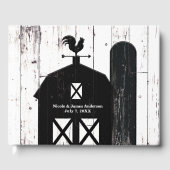 Black Barn White Wood Rustic Farmhouse Weddenschap Gastenboek (Voorkant)