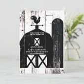 Black Barn White Wood Rustic Farmhouse Weddenschap Kaart (Staand voorkant)