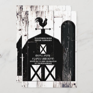 Black Barn White Wood Rustic Farmhouse Weddenschap Kaart