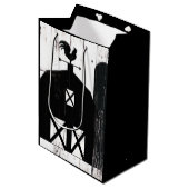 Black Barn White Wood Rustic Farmhouse Weddenschap Medium Cadeauzakje (Voorkant Gekanteld)