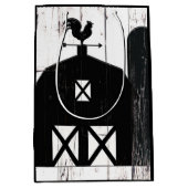 Black Barn White Wood Rustic Farmhouse Weddenschap Medium Cadeauzakje (Voorkant)