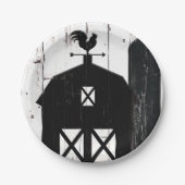 Black Barn White Wood Rustic Farmhouse Weddenschap Papieren Bordje (Voorkant)