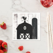 Black Barn White Wood Rustic Farmhouse Weddenschap Servetten (Insitu)