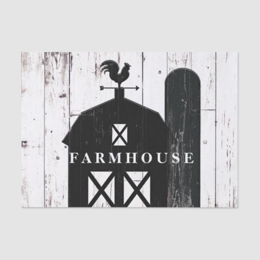 Black Barn White Wood Rustic Farmhouse Weddenschap Tissuepapier (Voorkant)