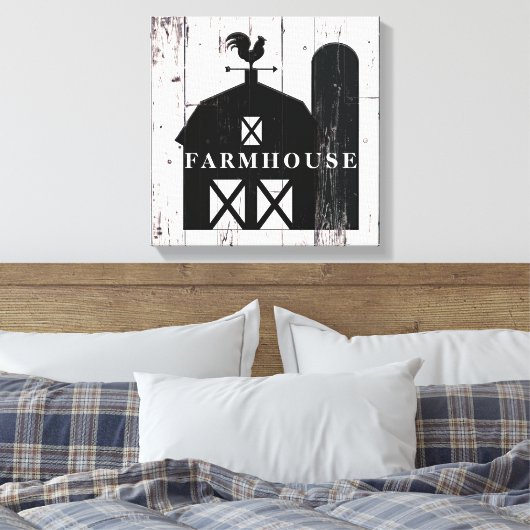 Black Barn White Wood Rustige Farmhouse Wall Art Canvas Afdruk (Insitu (Slaapkamer))