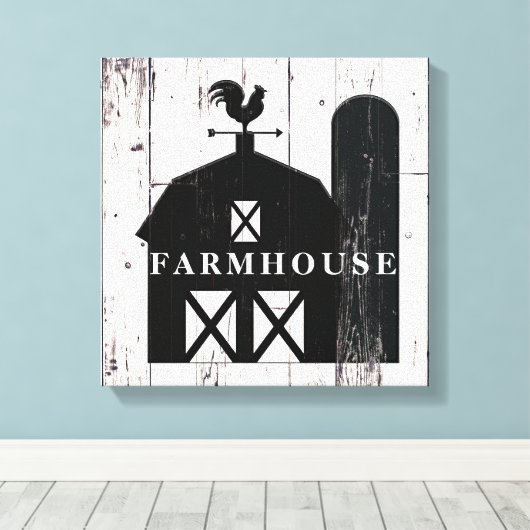 Black Barn White Wood Rustige Farmhouse Wall Art Canvas Afdruk (Insitu (Houten vloer))