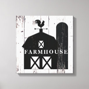 Black Barn White Wood Rustige Farmhouse Wall Art Canvas Afdruk