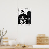 Black Barn White Wood Rustige Farmhouse Wall Art Poster (Keuken)