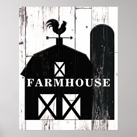 Black Barn White Wood Rustige Farmhouse Wall Art Poster (Voorkant)