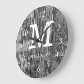 Black Barn Wood Farmhouse Monogram Grote Klok (Hoek)