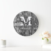 Black Barn Wood Farmhouse Monogram Grote Klok (Huis)