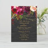 Black Barnboard Burgundy Boho Flowers Kaart (Staand voorkant)
