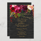 Black Barnboard Burgundy Boho Flowers Kaart (Voorkant / Achterkant)