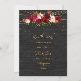Black Barnboard String Lights Burgundy Rozen Save The Date
