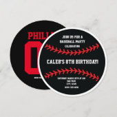 Black Baseball Verjaardag Party Sport Uitnodiging (Voorkant / Achterkant)