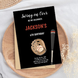 Black Baseball Verjaardag Uitnodiging