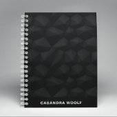 Black Basic Geometrische Zwart Monogrammed Naam Notitieboek
