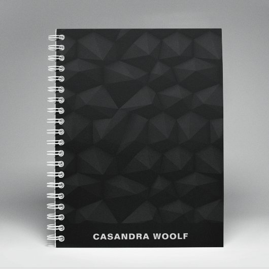 Black Basic Geometrische Zwart Monogrammed Naam Notitieboek