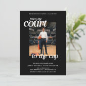 Black Basketball Afstuderen Court naar het Pet Kaart (Staand voorkant)