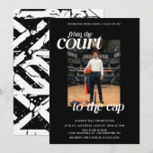 Black Basketball Afstuderen Court naar het Pet Kaart (Voorkant / Achterkant)