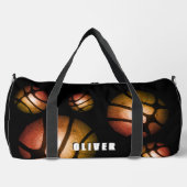 Black Basketball Ball Metallic Pattern Sports Name Plunjezak (Voorkant)