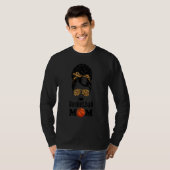 Black Basketball mama Afro Hairs Bun Leopard B T-shirt (Voorkant volledig)