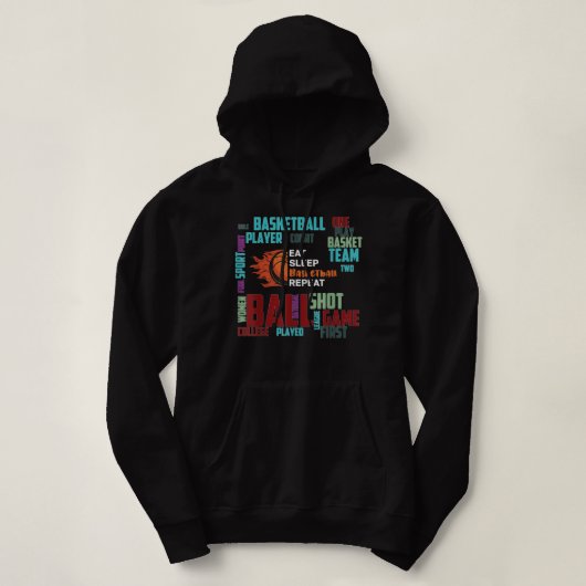 Black Basketball Stuff Coach Player Team Eat Sleep Hoodie (Design voorkant)