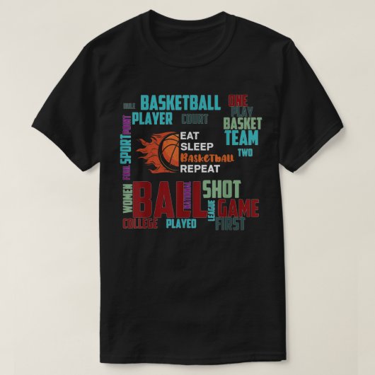 Black Basketball Stuff Coach Player Team Eat Sleep T-shirt (Design voorkant)