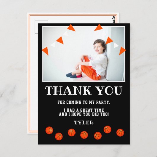 Black Basketball Verjaardag Foto Dank u Briefkaart (Voorkant / Achterkant)