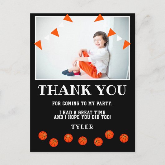Black Basketball Verjaardag Foto Dank u Briefkaart (Voorkant)