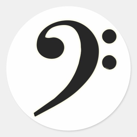 Black Bass Clef Ronde Sticker (Voorkant)