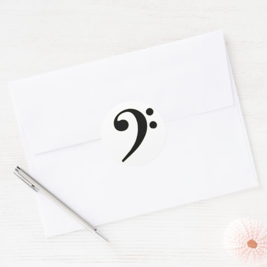Black Bass Clef Ronde Sticker (Envelop)