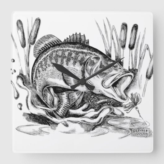 Black bass vierkante klok (Voorkant)