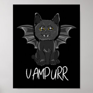 Black Bat Cat Halloween Vampire Vampurr Costuum Poster